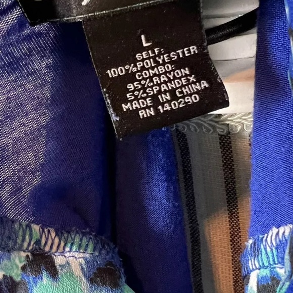 City View women’s blue mix knit button down top Sz large shirt bow - Picture 5 of 5